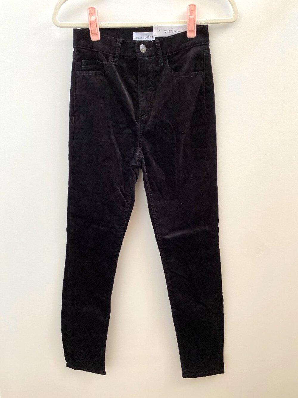 Loft Black Velvet Slim Pockets Skinny Jeans NWT Size 0